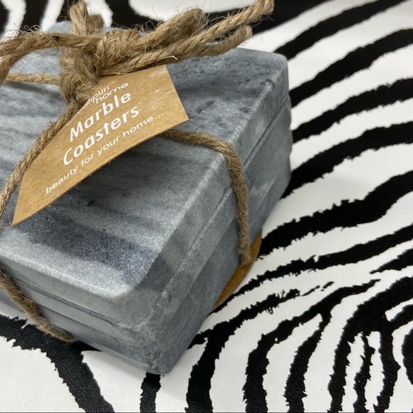 Genuine Marble Coasters Set of 4 Holiday Table Decor - Picture 12 of 14